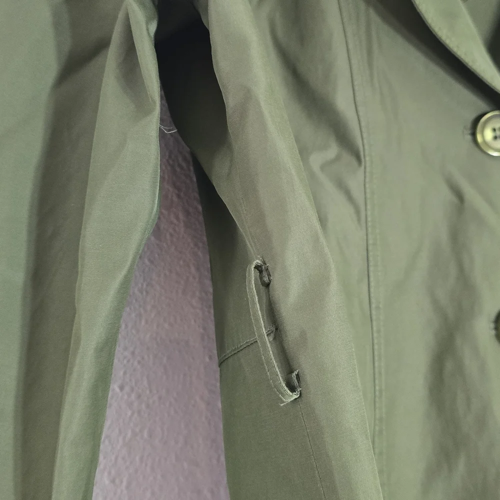Gallery Trench Coat Outdoor Women L Green Jacket Removable Hood Button Pockets - Picture 12 of 16